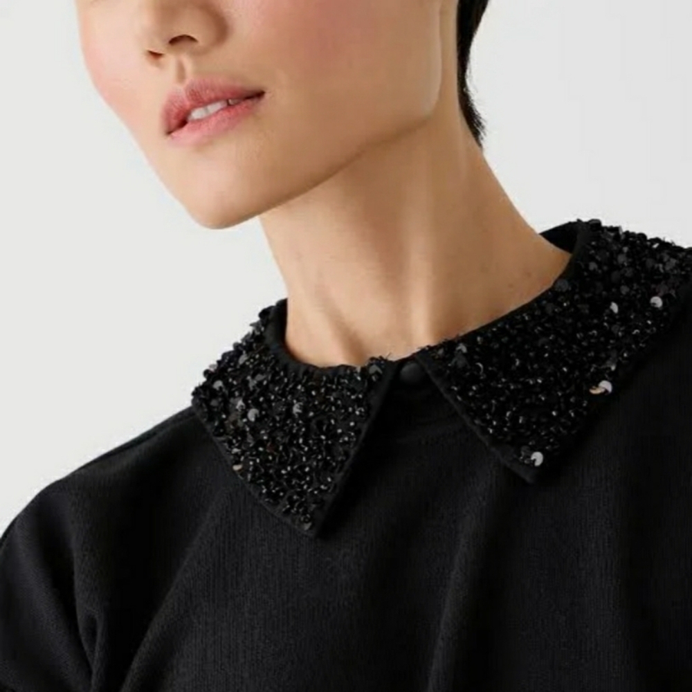 J.Crew Crewneck sweatshirt with crystal-embellished collar